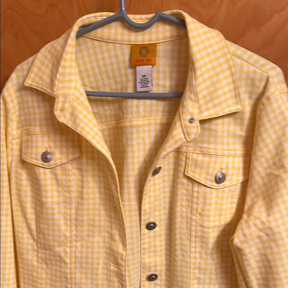 Ruby Rd Yellow Gingham Jacket Size 14 - image 3